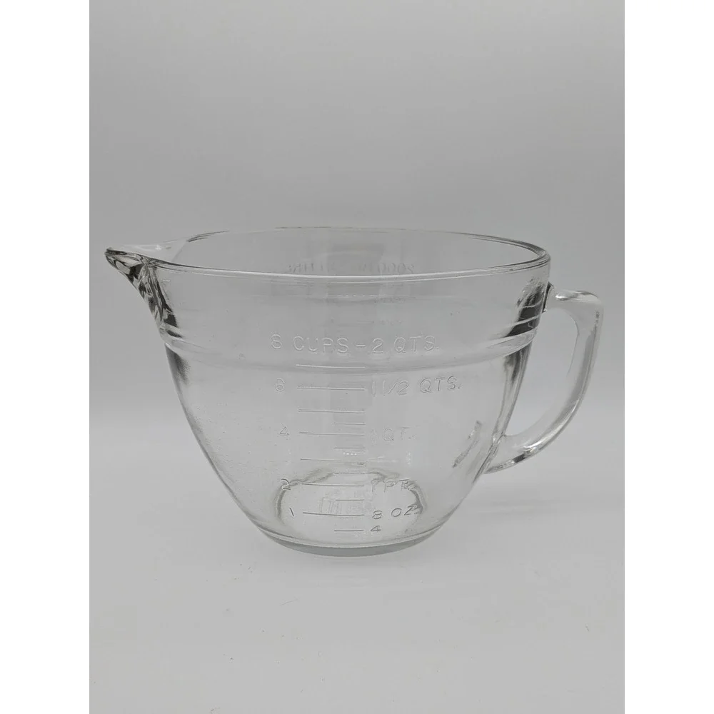 Anchor Hocking 2 Qt 8 Cup‎ Glass Measuring Cup Mixing Bowl 2000mL Pour Spout USA